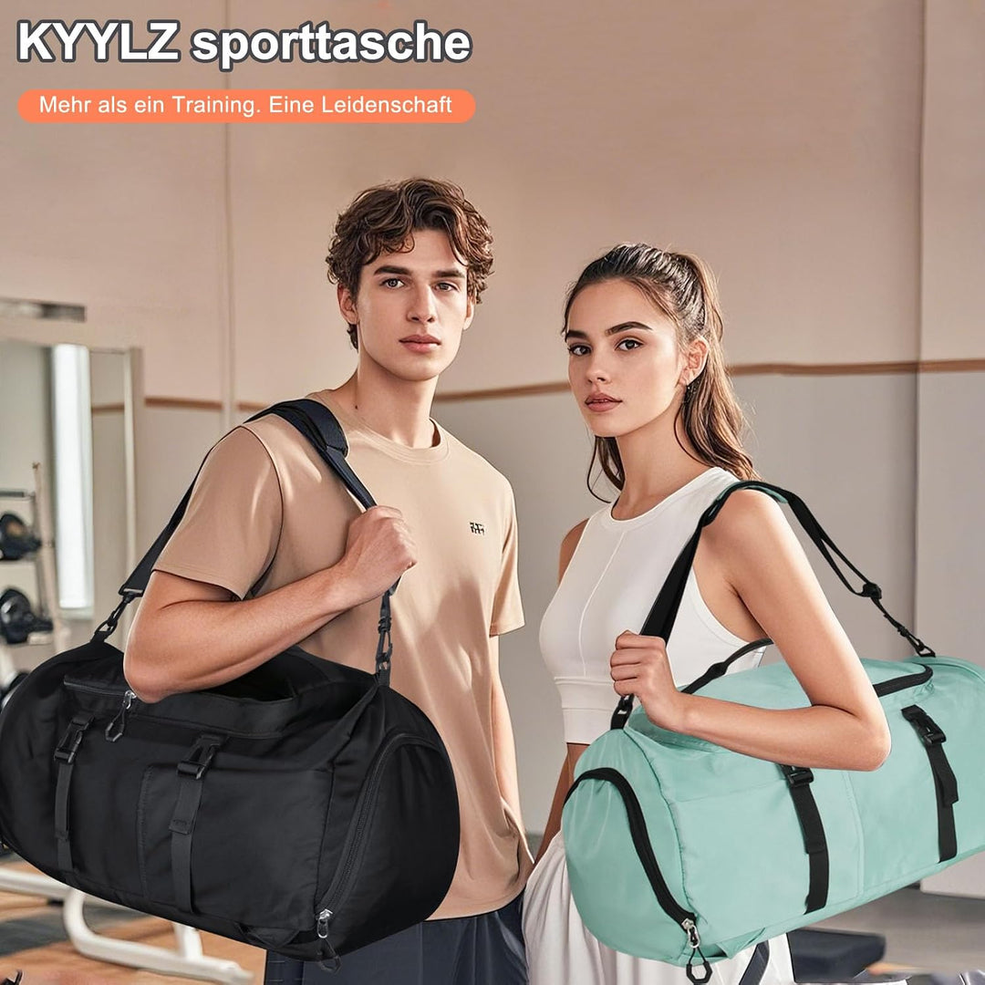 45L Sporttasche Damen Herren, Gross Reisetasche mit Schuhfach und Nassfach Travel Duffle Bag mit Ruc