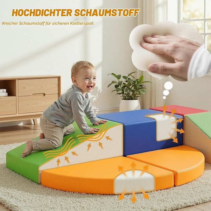 Schaumstoff Bausteine Kinder Klettern Indoor - 6 PCS Softbausteine Riesenbausteine für Baby Motorik