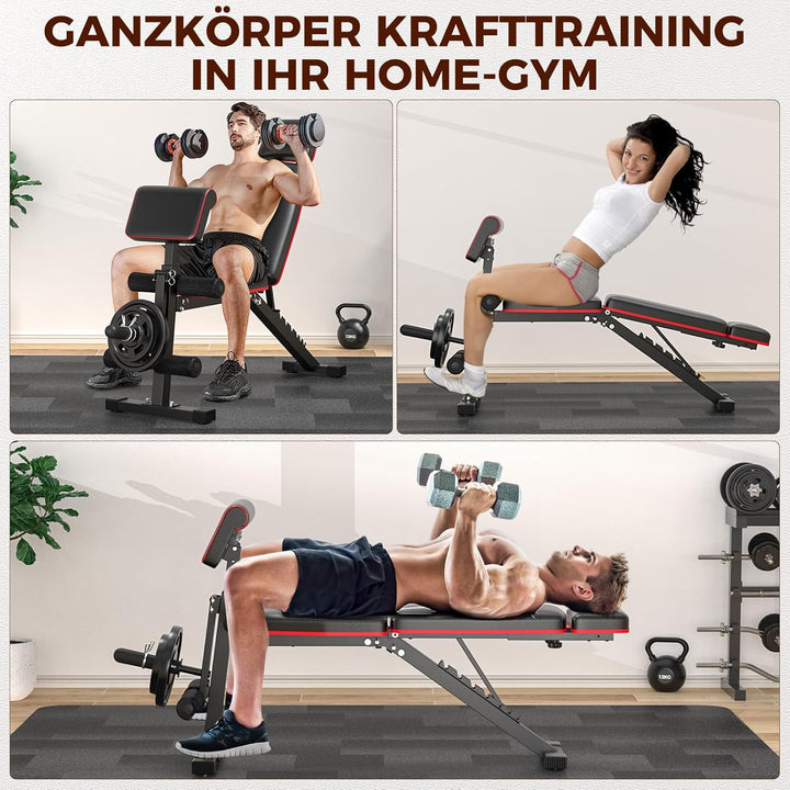 GIKPAL 360KG Hantelbank Klappbar Verstellbar, Multifunktion Trainingsbank mit Beincurler, Schrägbank