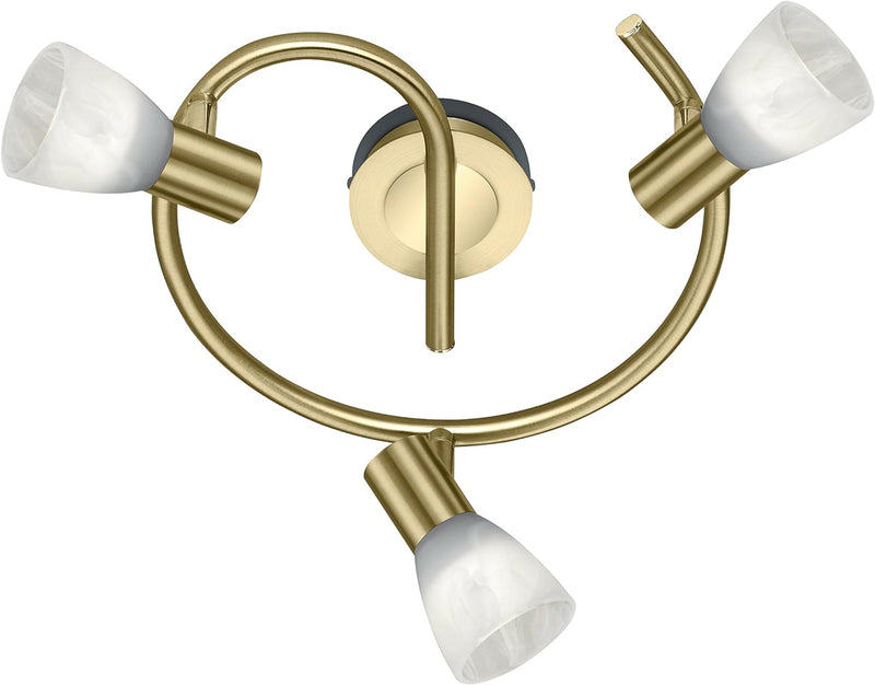 Trio Leuchten LED-Deckenleuchte "Levisto" in Messing Gold, Glas alabasterfarbig weiss 871090308 Deck