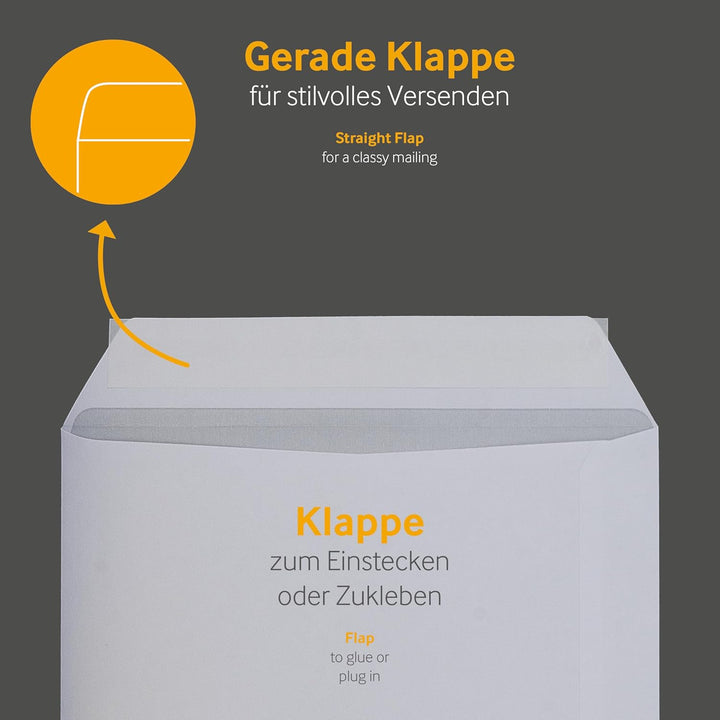 500 Stück, Versandtaschen, DIN C5, Haftklebung mit Abziehstreifen, Gerade Klappe, 90 g/qm Offset, Oh