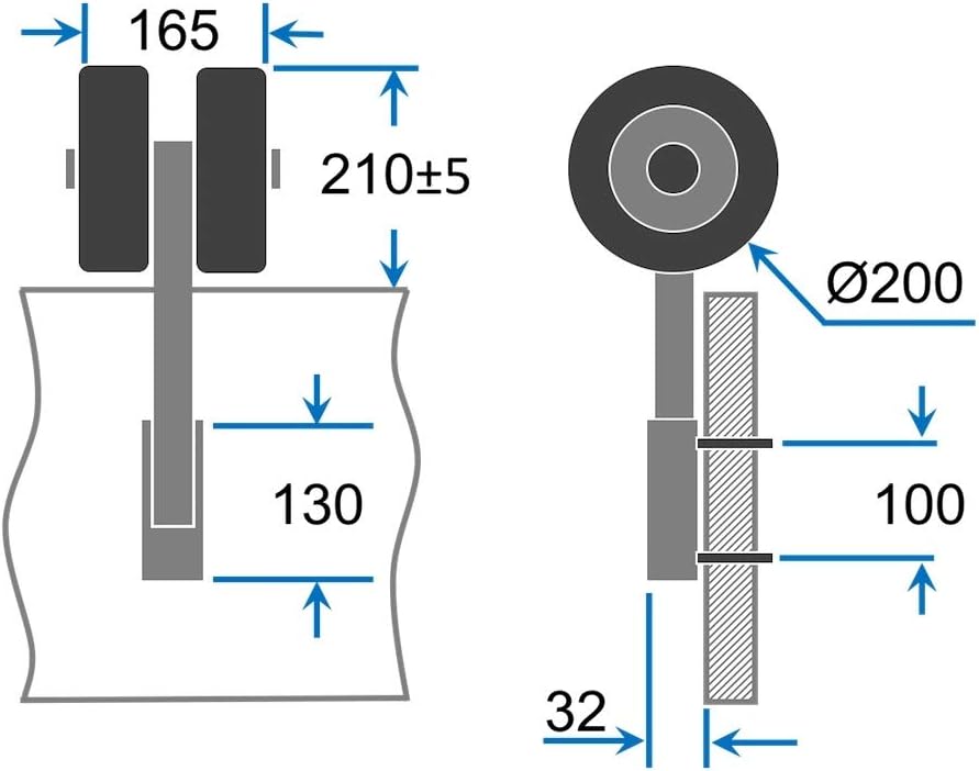 SUPROD Heckräder, Transporträder, Slipräder, EW200, Edelstahl Grau/Blau, Grau/Blau