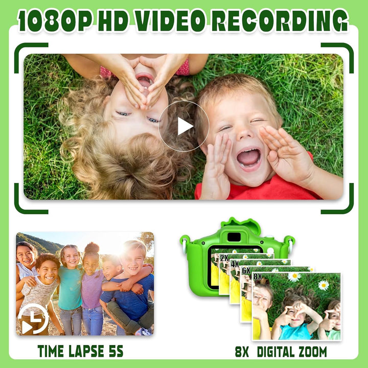 Kinderkamera, Digitalkamera Kinder 1080P 2,0"-Bildschirm Kinder Kamera mit 32GB Karte, Selfie Digita