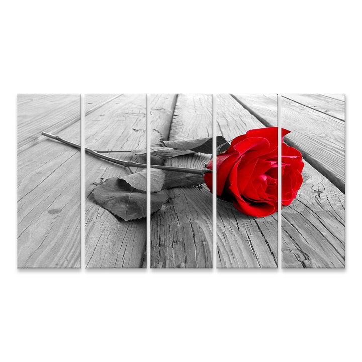 islandburner Bild auf Leinwand Rosen Rot Auf Holz Selektive Färbung Bilder Wandbilder Poster Leinwan