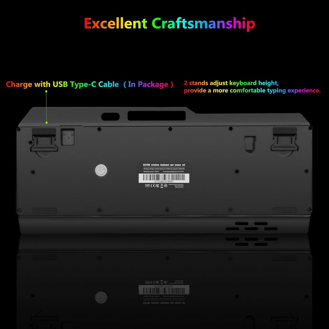 Kabellose RGB-Gaming-Tastatur, kabellose LED-Maus und Mauspad-Set, wiederaufladbare Hintergrundbeleu
