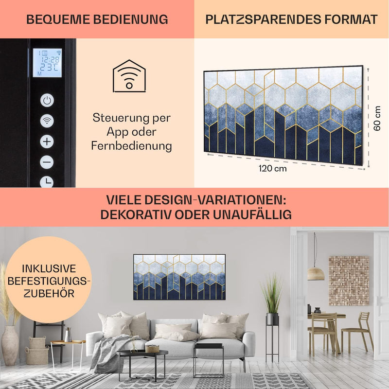 Klarstein Air Art Smart Infrarotheizung, Infrarot Heizung mit IoT/WiFi App-Steuerung, Erkennung Offe