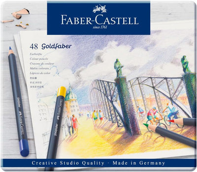 Faber-Castell 114748 - Farbstifte mit permanenter Ölkreidemine Goldfaber, 48er Set 48er Etui Single,