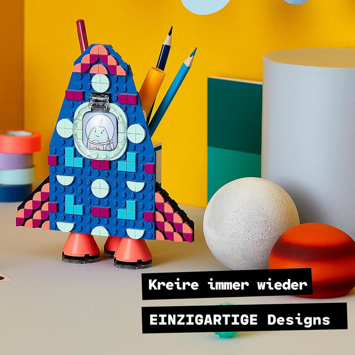 LEGO 41936 DOTS Raketen Stiftehalter Bastelset für Kinder, Kinderzimmer-Deko, Spielzeug Kreativset f