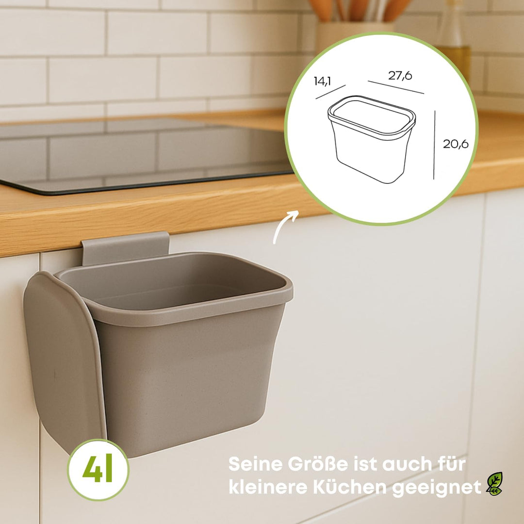 Plastia Urbalive Design Biomülleimer Küche zum Aufhängen 4L - Komposteimer Küche mit Deckel - Kleine