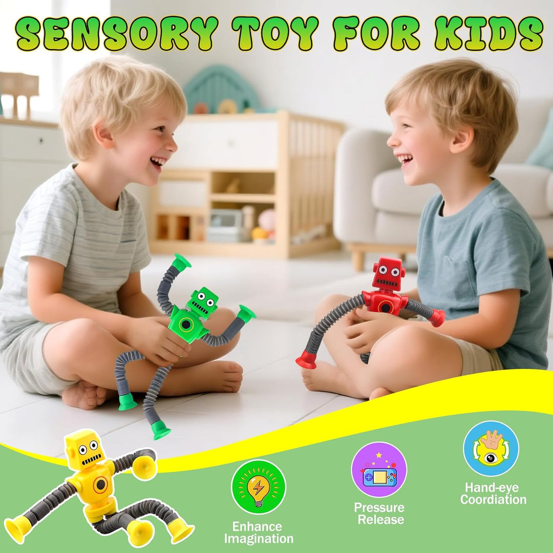 14 PCS Roboter Rohre Saug Fidget Spielzeug, sensorisches Badespielzeug für Kid Baby Kleinkind, teles