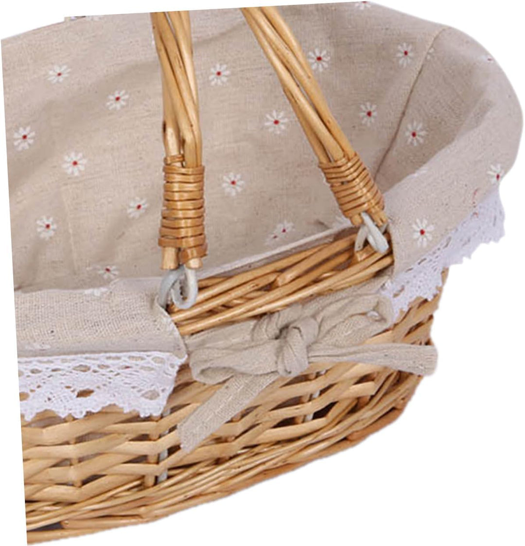 Toddmomy Weidenkorb mit Henkel, Geflochtener Picknickkorb aus Natur-Weide, Handgearbeiteter Einkaufs