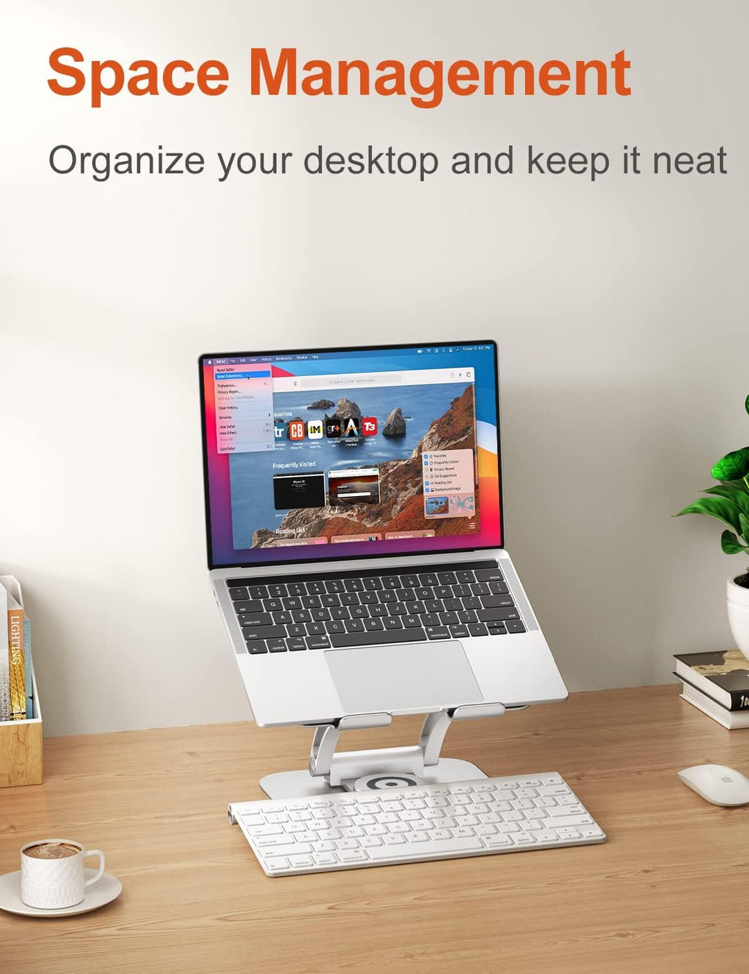 Laptop Ständer mit 360° Drehbarer Basis, Ergonomisch Laptopständer Höhenverstellbar, Laptop Erhoehun