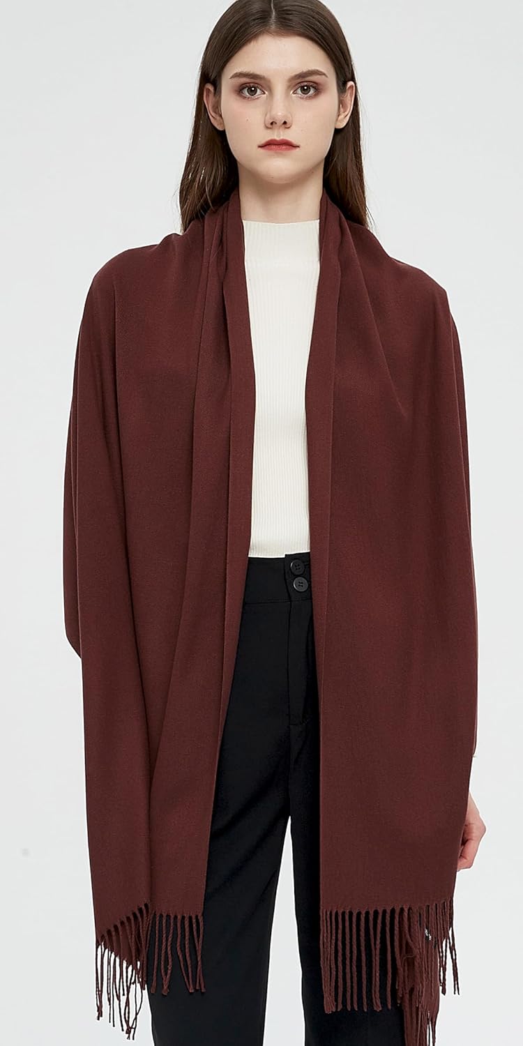 Pashmina Schals und Wraps Schals für Damen Hochzeit Party Winter Warme Lange Solid Color Braun, Brau