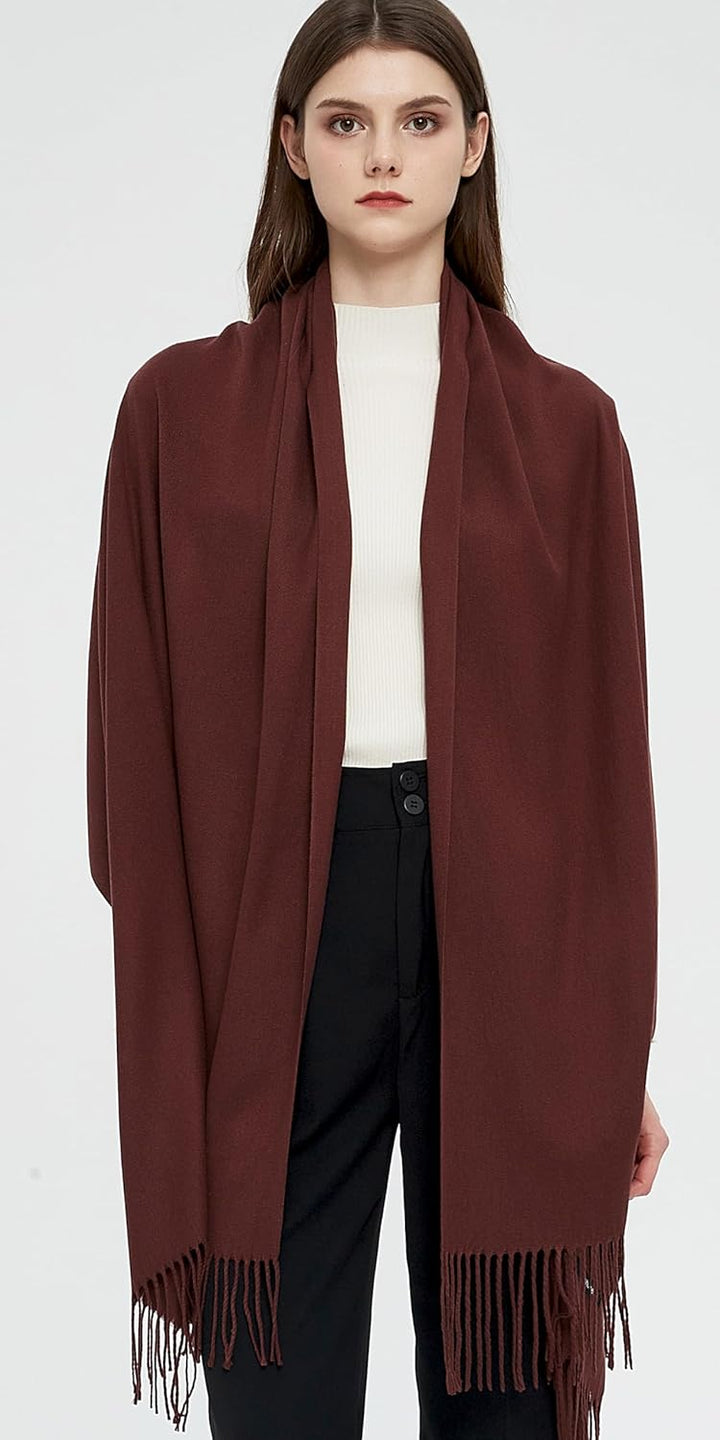 Pashmina Schals und Wraps Schals für Damen Hochzeit Party Winter Warme Lange Solid Color Braun, Brau