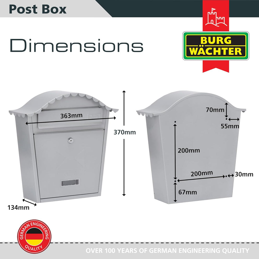 Sterling MB02BK Klassischer Briefkasten, Silber, Silber