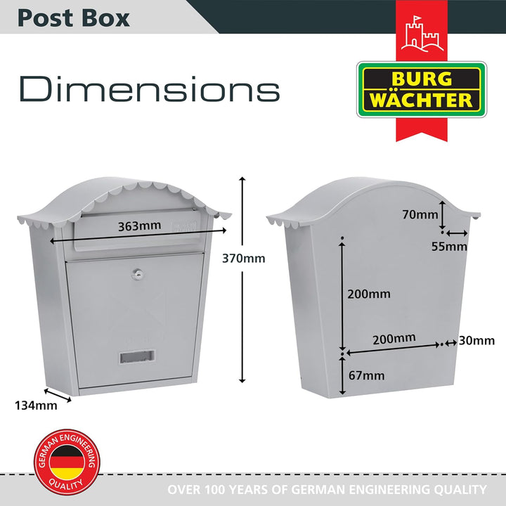 Sterling MB02BK Klassischer Briefkasten, Silber, Silber