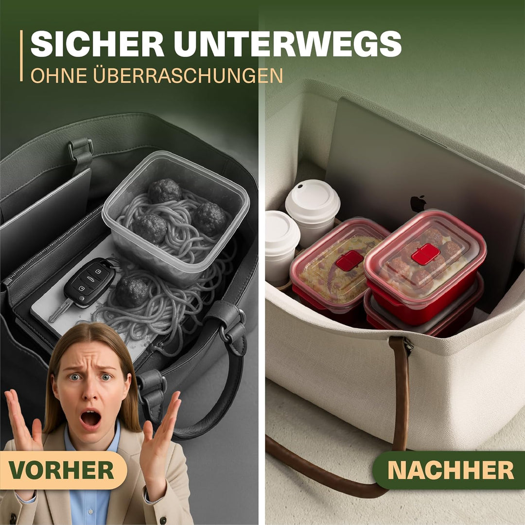Lunchbox 2000 ml – Mikrowellenbehälter 5er Set für grosse Portionen, BPA-frei, auslaufsicher & stape