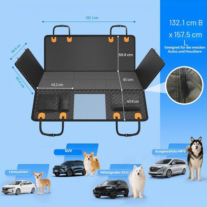 Hundedecke Auto Rückbank, Harter Unterseit Hundedecke Auto Wasserdicht/rutschfest/Rasierfest/Einklap