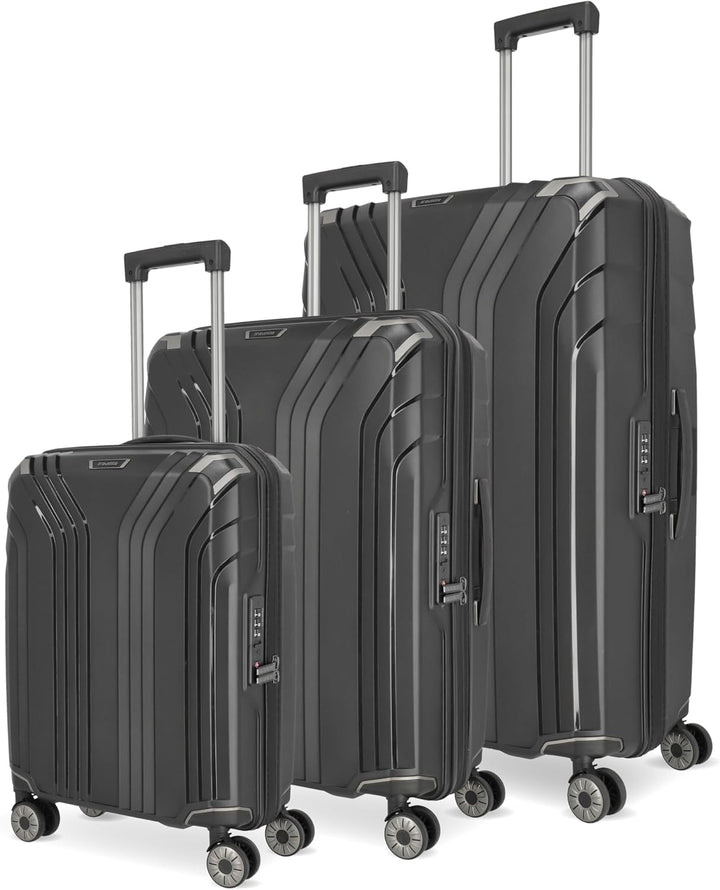 travelite Kofferset 3 teilig Hartschale nachhaltig, Grössen S-M-L, ELVAA, Hartschalenkoffer Set mit