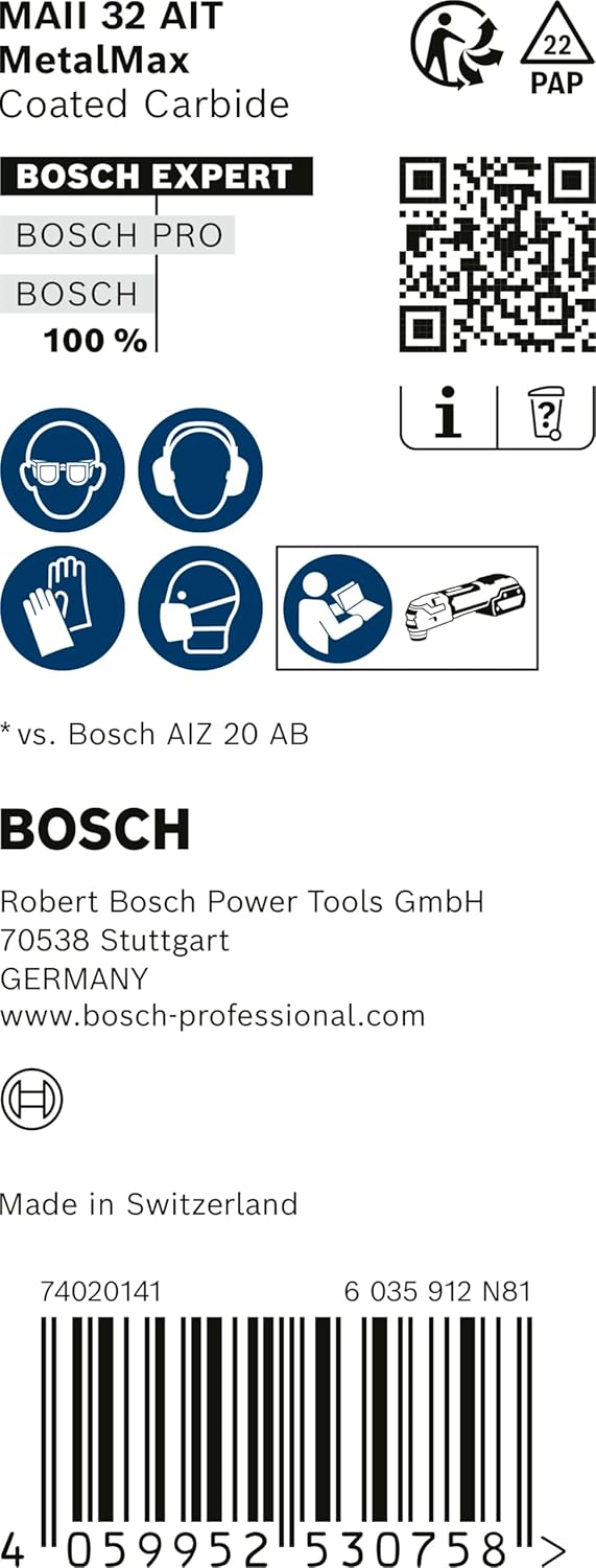 Bosch Professional 10x Sägeblatt Expert MetalMax MAII 32 AIT (für Stahl, Edelstahl, Breite 32 mm, Zu