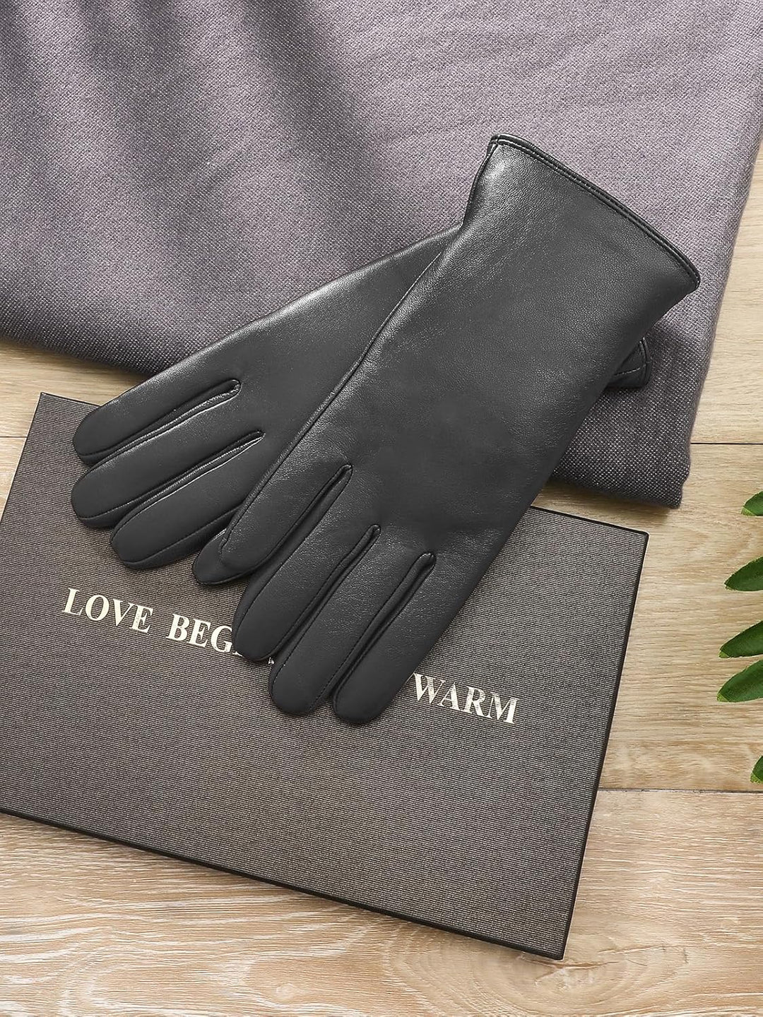 Touchscreen Handschuhe für Damen Warme Lederhandschuhe Gefüttert Winter SMS-Handschuhe Grau L, Grau