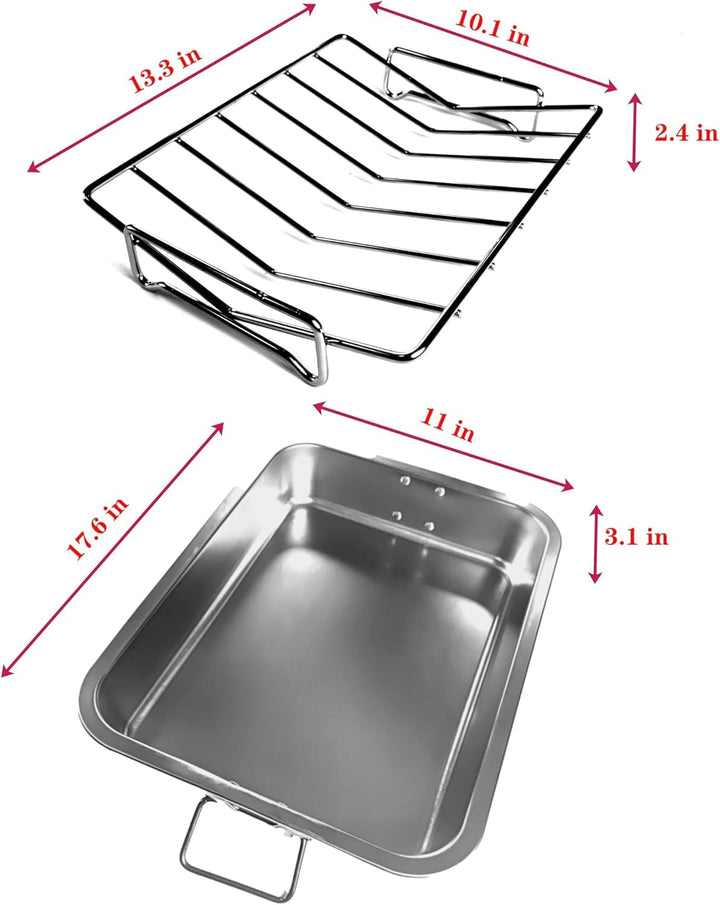 16" Premium Edelstahl-Bratform-Set mit Back- & V-förmigen Rosten – Robust, Gesund & Spülmaschinengee