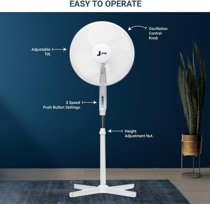 16 Zoll Standventilator 40 cm oszillierend leise mit bürstenlosem Motor 3 Geschwindigkeitsstufen höh