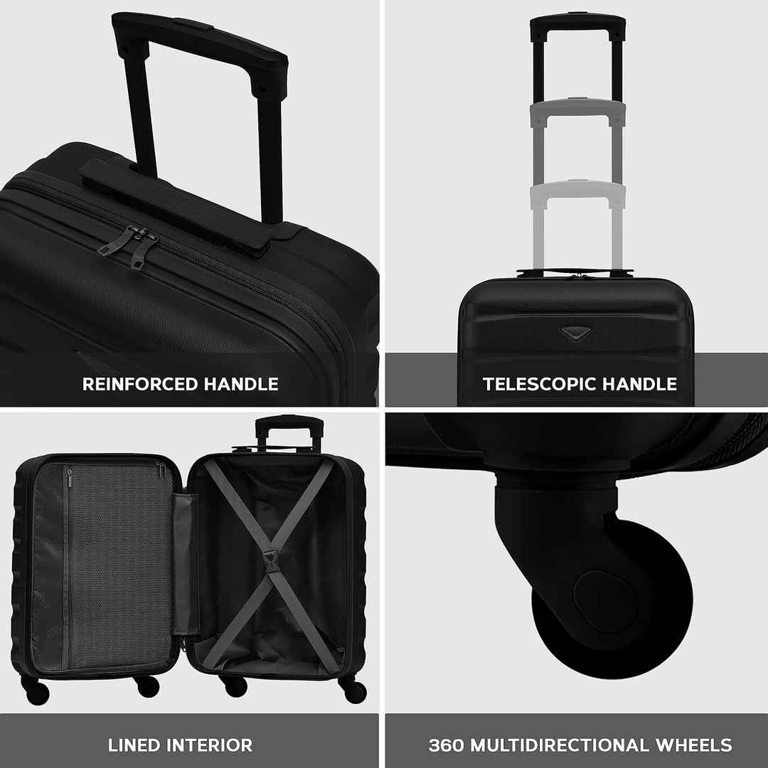 Flight Knight Leichte 4-Rad-ABS-Hartschalenkoffer Handgepack, zugelassen fur uber 60 Fluggesellschaf