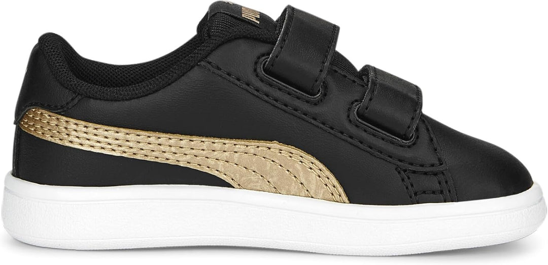 PUMA Unisex Baby Smash V2 Metallics V Inf Sneaker 20 EU Puma Black Puma Gold Puma White, 20 EU Puma