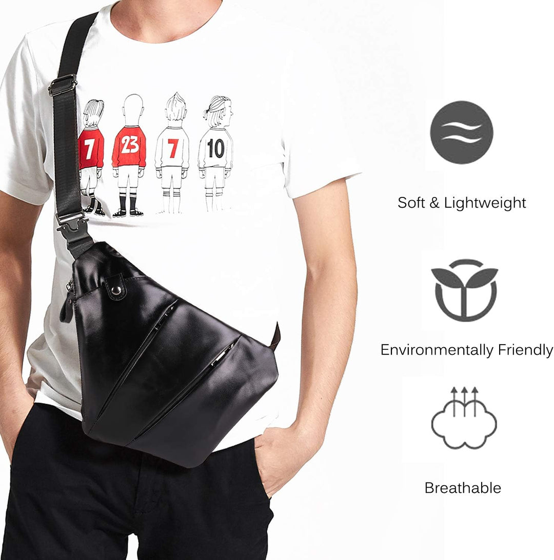 FANDARE Neu Brusttasche Segmentiert Schultertasche Herren Sling Bag Leder Crossover Rucksack Umhänge