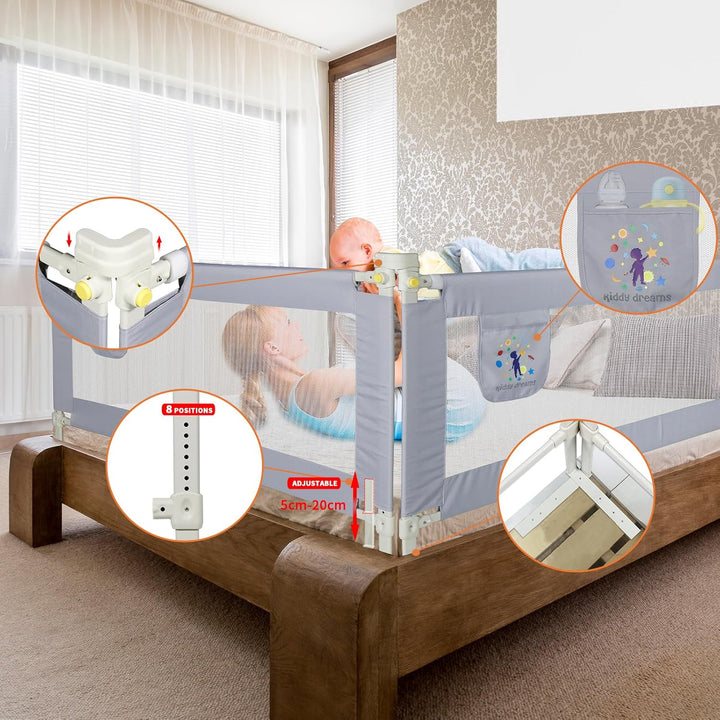 CCLIFE Bettgitter Rausfallschutz Bett Bettschutzgitter Bettschutzgitter 172 cm Anti-Fall für Baby Ki