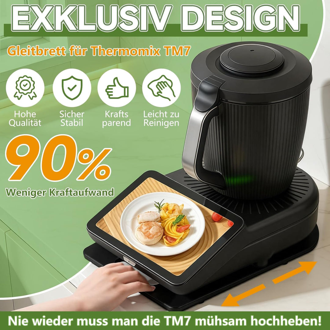 SelfTek Bambus Gleitbrett für Thermomix TM7 Zubehör - Holz Gleitbrett Kompatibel mit Thermomix TM7,