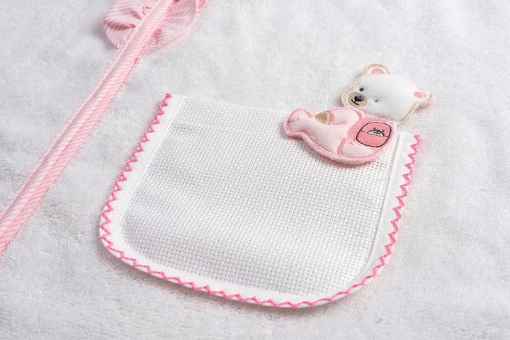 Filet - Badeponcho mit Rouche für Babys und Mädchen bis zu 2 Jahren, Bademantel mit Kapuze aus Baumw