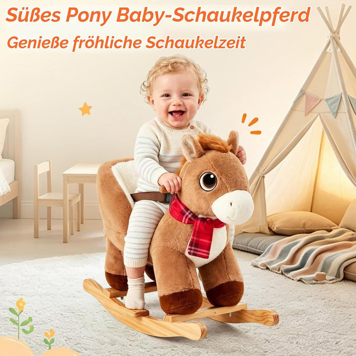 FUNLIO Pony Schaukelpferd für Kleinkinder von 6 Monaten bis 3 Jahren, niedliches Baby-Schaukelpferd
