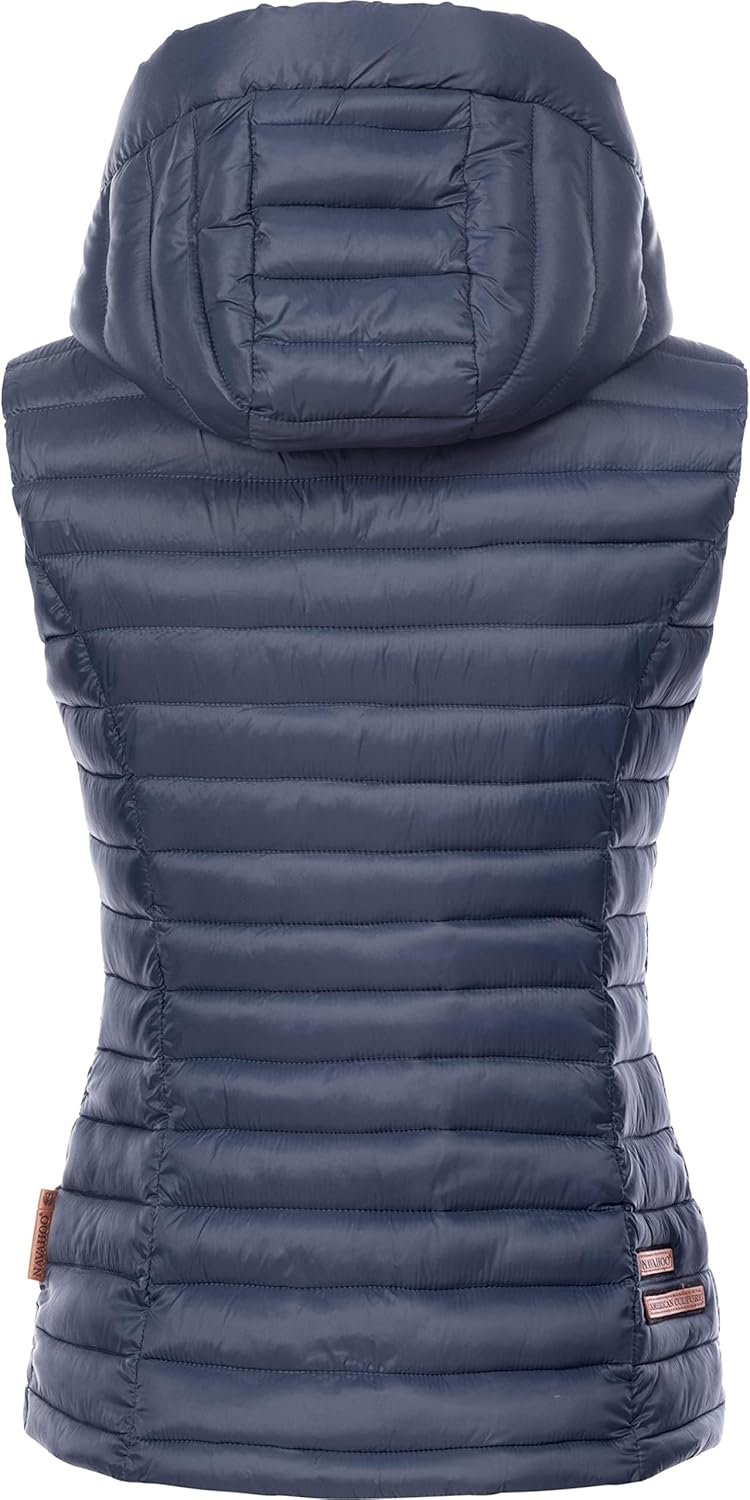 Navahoo Damen Übergangsjacke leichte Steppweste mit Abnehmbarer Kapuze Shadaa XS-3XL, XS Navy