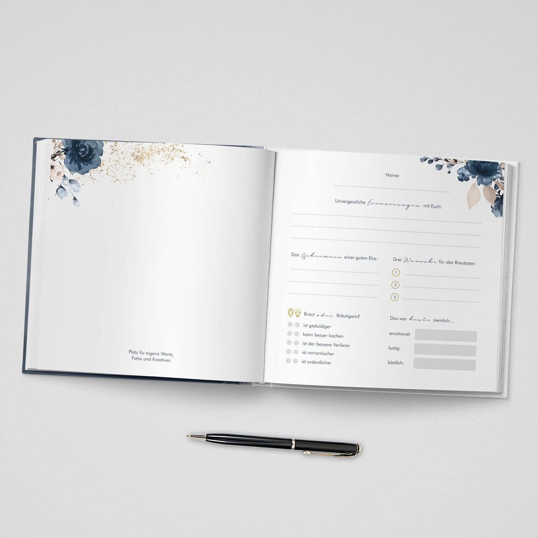 DeinWeddingshop Gästebuch Hochzeit - personalisiert - Hochzeitsgästebuch, Hardcover 21x21 cm (Inhalt