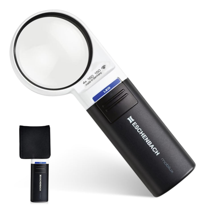 Eschenbach Optik Lupe Handlupe mit LED-Beleuchtung mobiluxLED Vergrösserung: 4x Linsengrösse: (Ø) 60