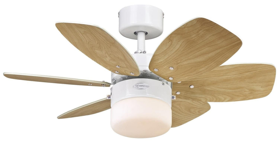 Westinghouse Lighting Deckenventilator, E27, Ausführung in Weiss mit Wendeflügeln in hellem Ahorn/we