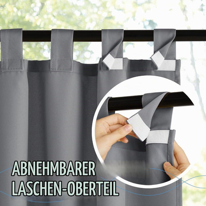 PONY DANCE Outdoor Gardinen Wasserdicht Terrasse Vorhänge mit Abnehmbaren Schlaufen Outdoorvorhänge
