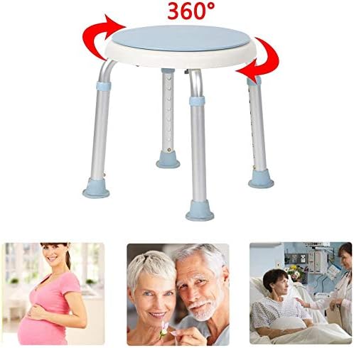 Froadp 360° Drehbarer Duschhocker 36-51cm Höhenverstellbar Duschstuhl Anti-Rutsch Badhocker Aluminiu