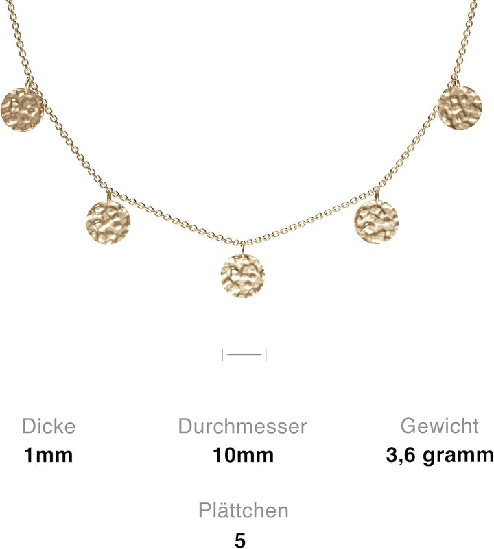 BAFFOS® Plättchen Halskette aus widerstandsfähigem Edelstahl in Farbe Rose-Gold und Silber für Damen