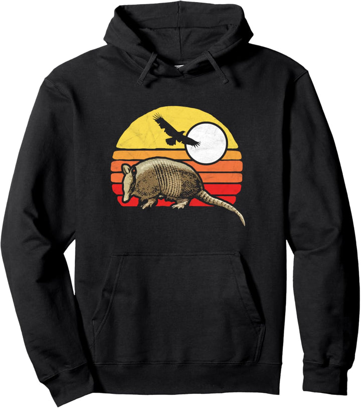 Armadillo & Sun Vintage 80s Distressed Graphic Pullover Hoodie