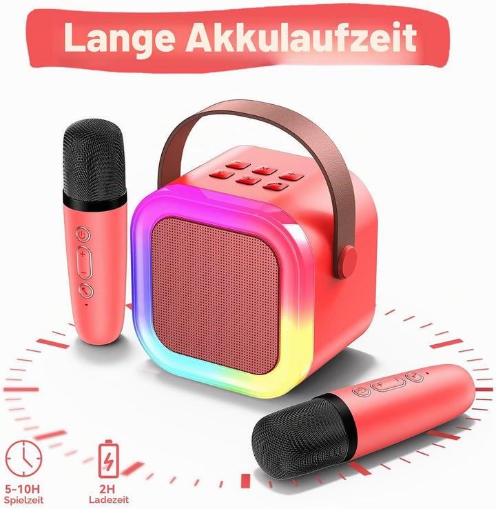 Fede Karaoke Maschine für Kinder Erwachsene, Mini Karaoke Maschine mit 2 Mikrofonen, Tragbarer Bluet