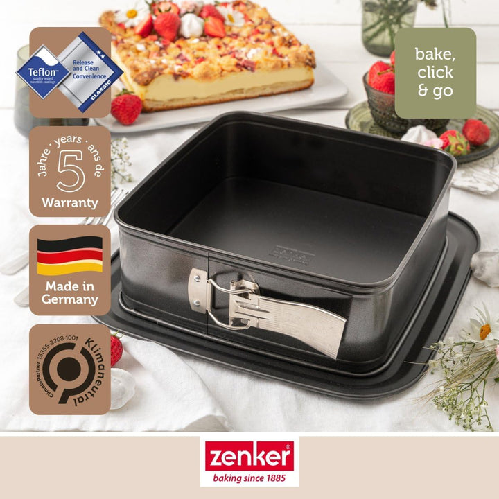 Zenker Bake, Click & Go Quadratische Springform – 24 x 24 x 8 cm – Backform mit separat erhältlichem