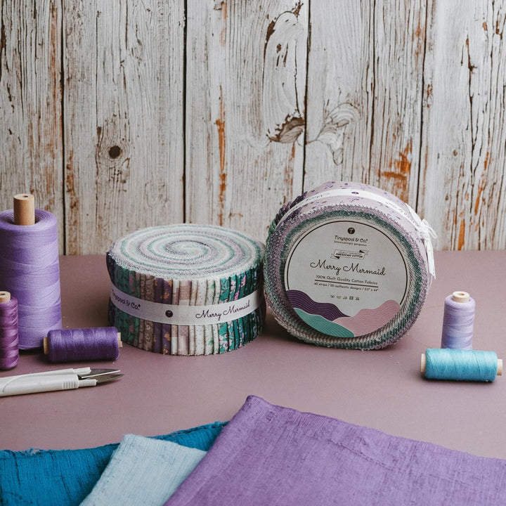 Tinyspool & Co. Jelly Roll Stoffstreifen zum Quilten, Basteln und Nähen, 40 Streifen sortiertes Bünd