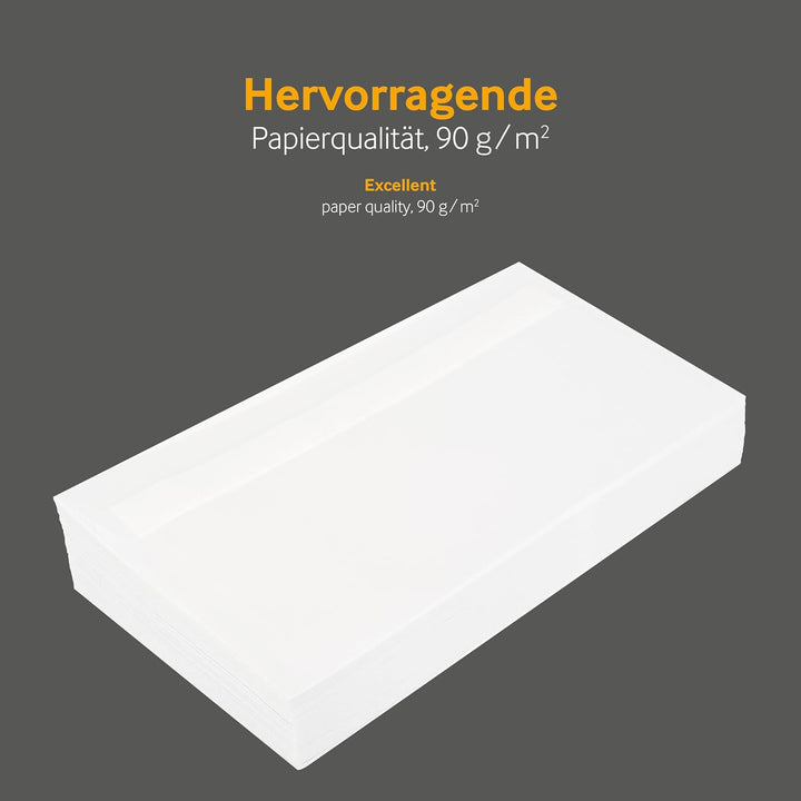Transparente Briefumschläge, DIN lang (110 x 220 mm), Haftklebestreifen mit Abziehstreifen, 100 Stüc