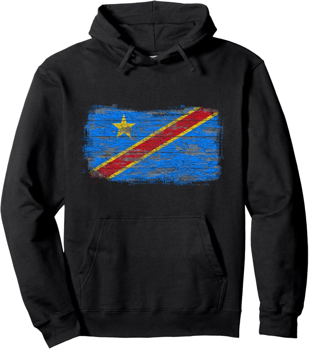 Rustikale Nationalflagge der Demokratischen Republik Kongo Pullover Hoodie
