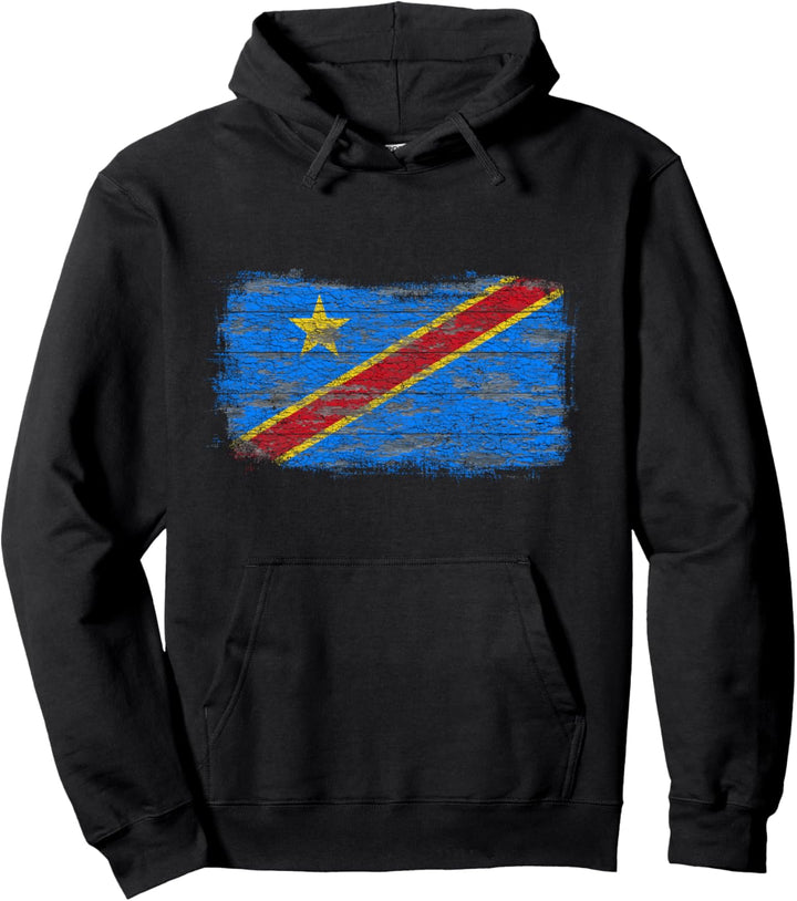 Rustikale Nationalflagge der Demokratischen Republik Kongo Pullover Hoodie