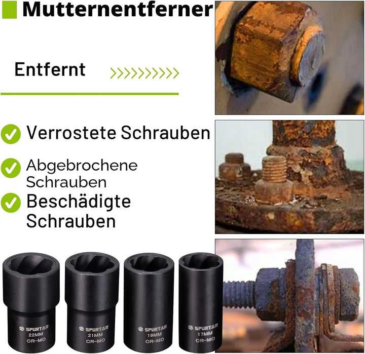 Spurtar 5 Stück Steckschlüsselsatz, Special Schraubenausdreher Werkzeug zum Entfernen von Schraubenm