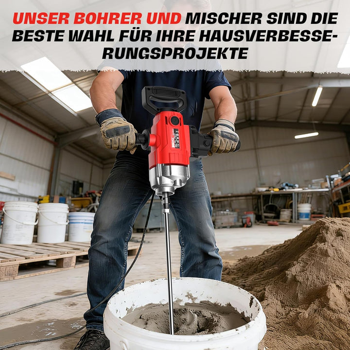 Neu 2-in-1 Bohren Rührwerk Set IMAYCC 2500W Elektrischer Tragbarer Betonmischer 20A für Bohren und M